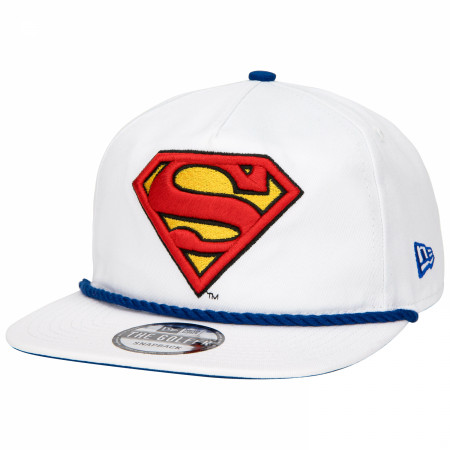 Superman Logo White Colorway New Era Adjustable Golfer Rope Hat